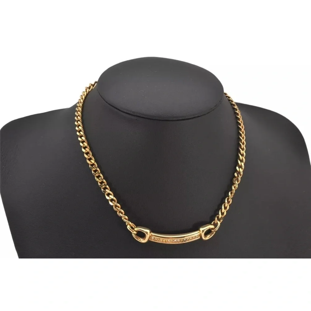Christian Dior Rhinestone GT Chain Necklace missing stones (Bracelet sold sep) - Picture 1 of 14